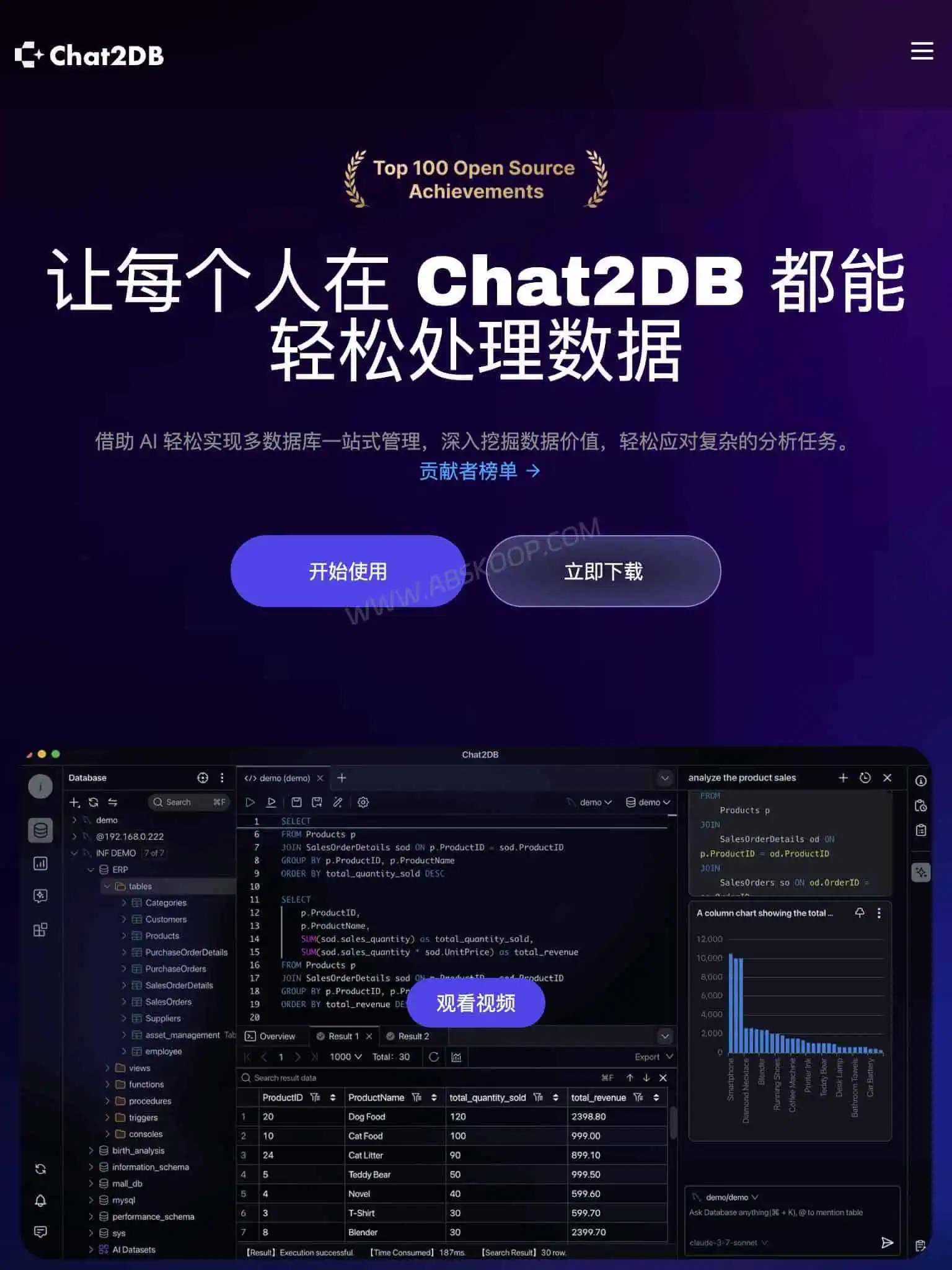 Chat2DB 数据库客户端:支持 30+ 数据库,能替代 DBeaver 吗? Chat2DB 数据库客户端官方网站主页