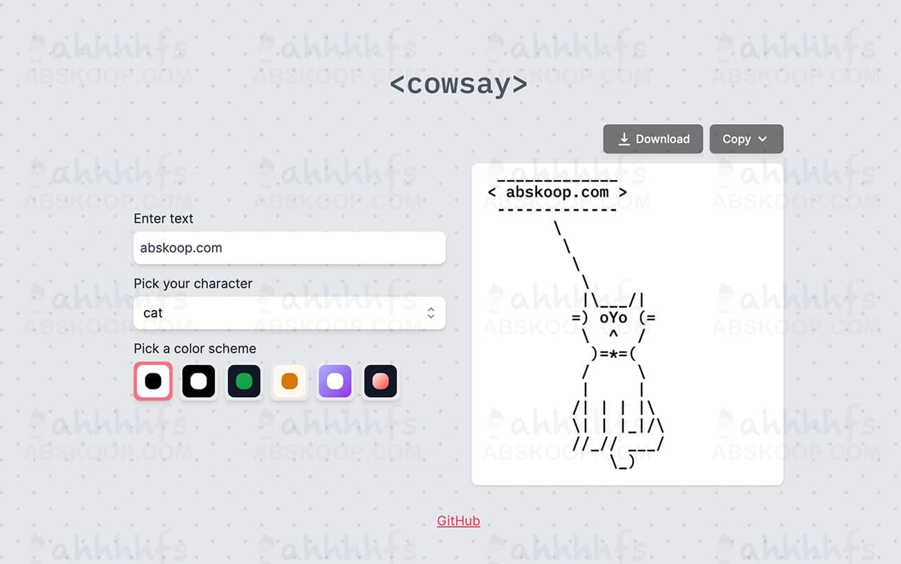 ASCII签名生成器 在线生成ASCII艺术图片 Cowsay
