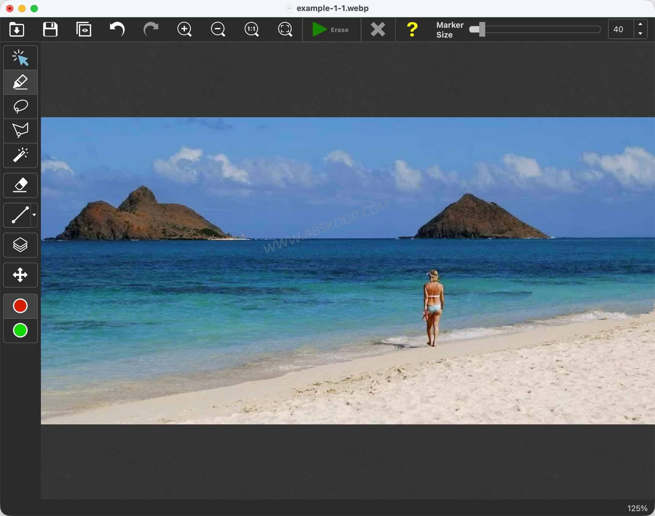 Inpaint: Remove Objects, Watermarks and People from Photos Inpaint object removal result after clicking Erase