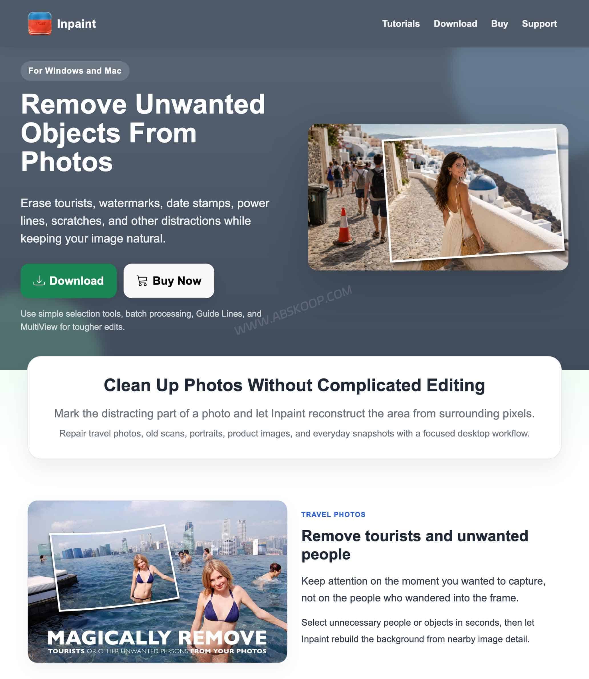 Inpaint: Remove Objects, Watermarks and People from Photos Inpaint official website and photo object removal software