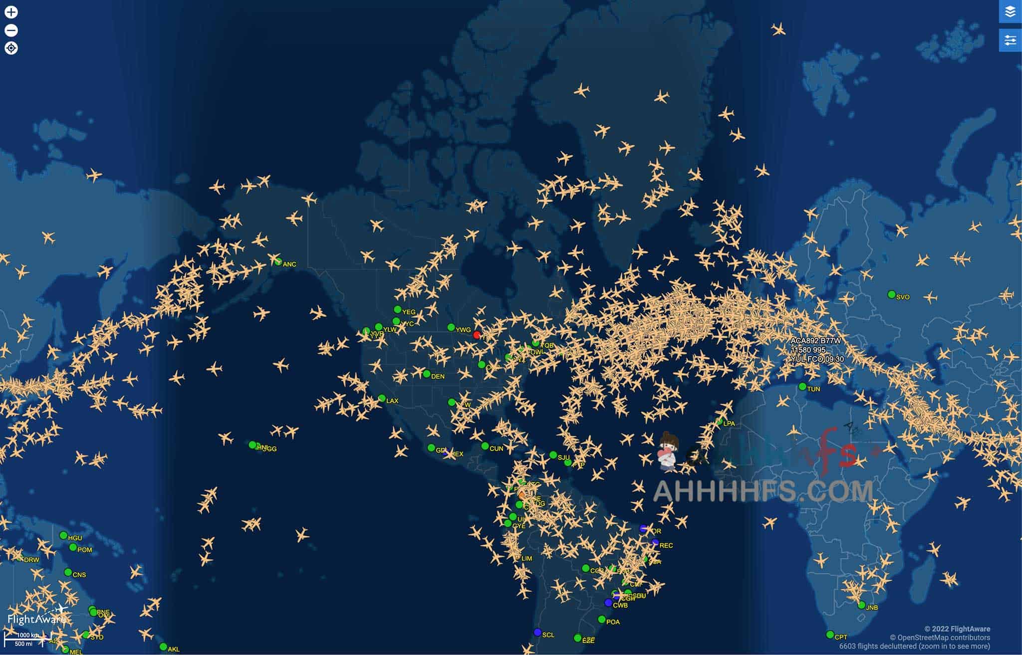 全球实时航班交通查询-FlightAware