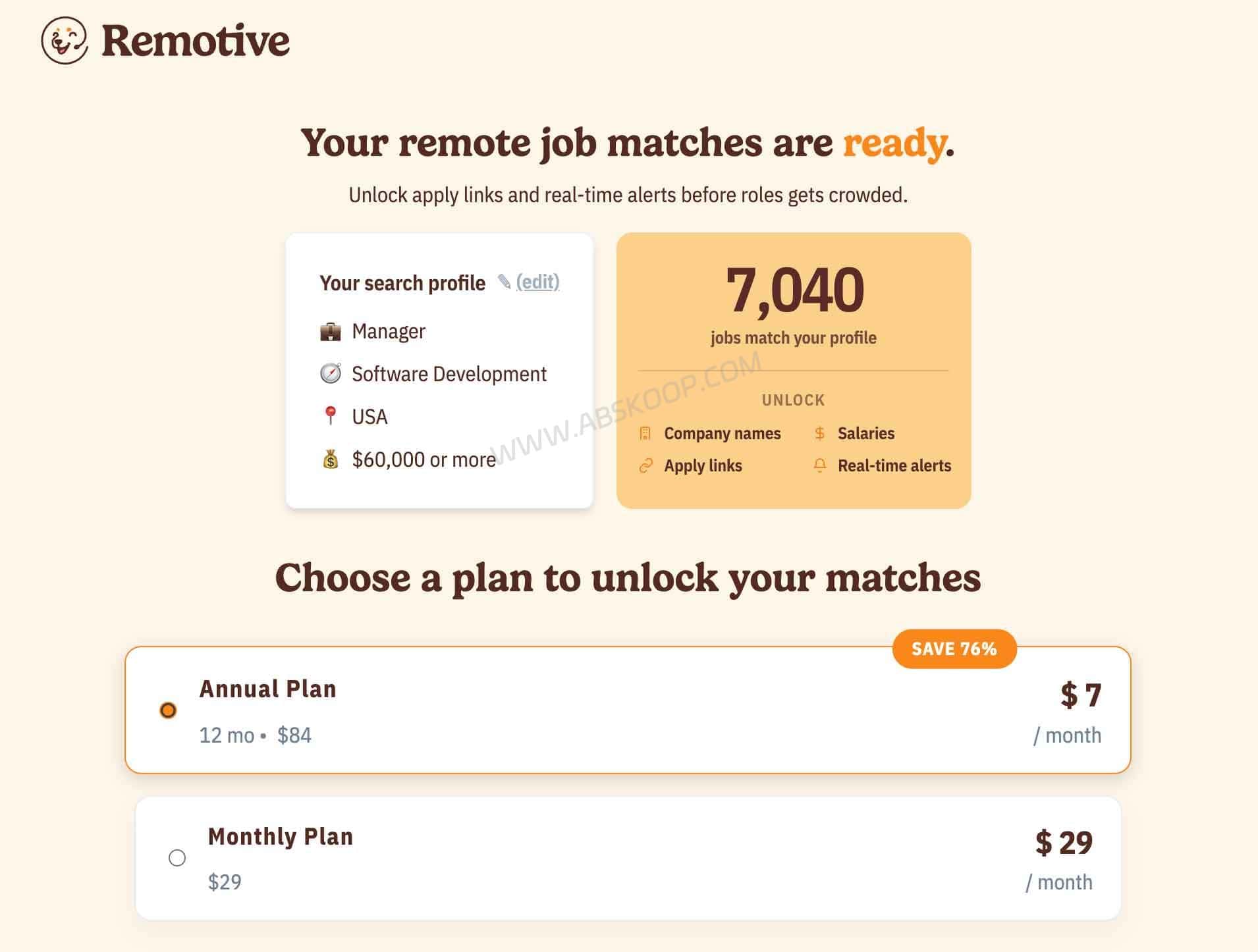 Remotive: Free vs Paid, Pricing, and How to Find Remote Jobs Remotive pricing and paid subscription page