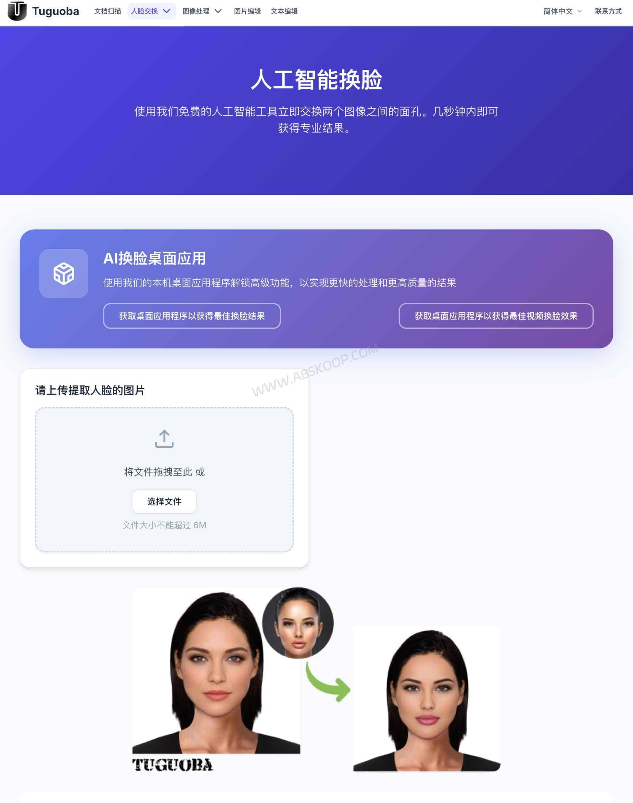 AI Faceswap: AI Face Swap Software for Windows & Mac AI Faceswap free web version interface