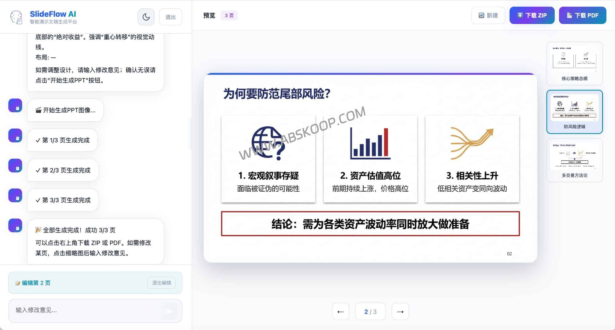 告别熬夜排版!SlideBot:能读懂文档的 AI PPT 生成器 (2.0版实测) PPT生成过程