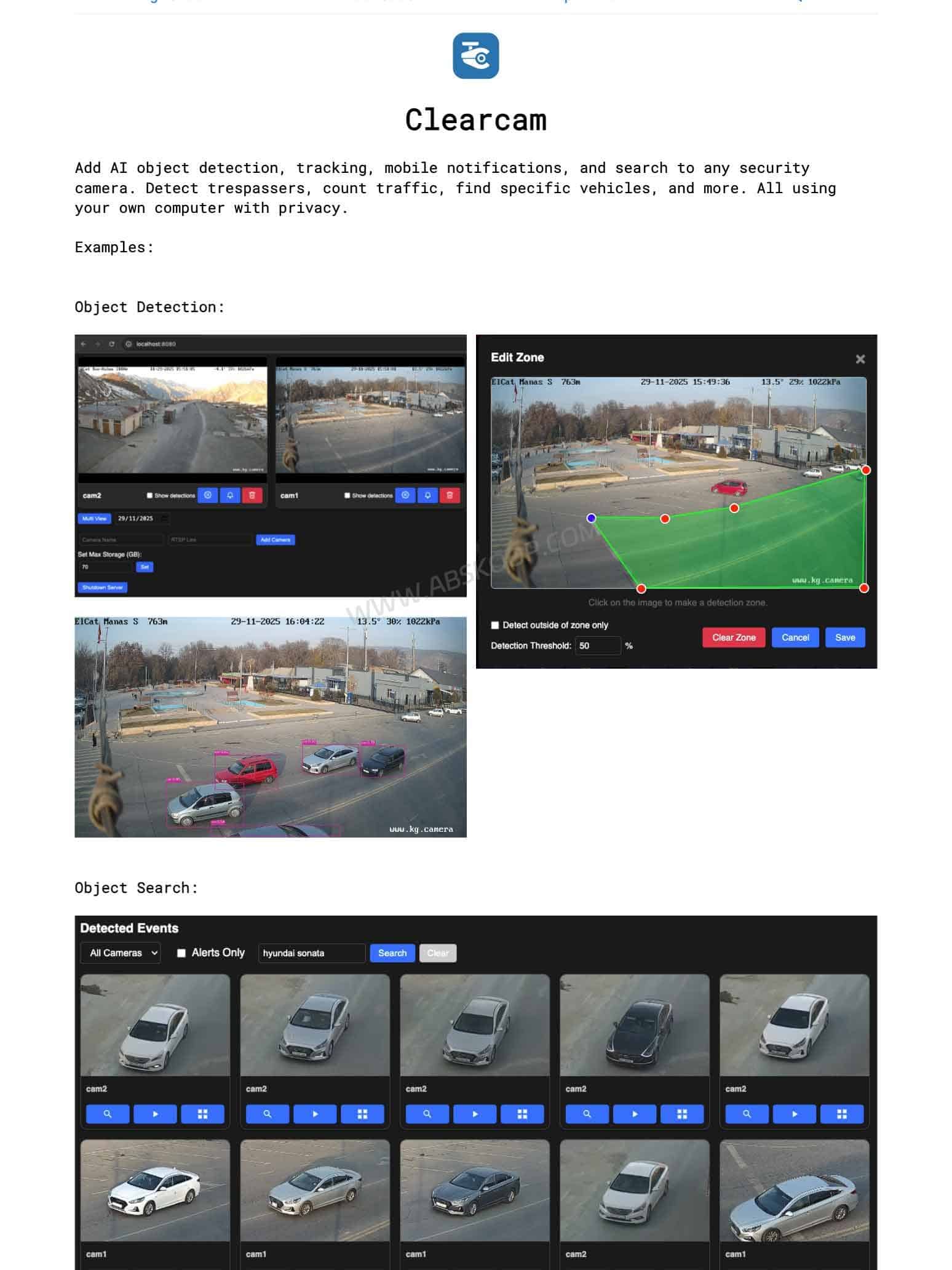 Clearcam:给普通监控摄像头加上本地 AI 的开源 NVR Clearcam 官网展示的开源 AI NVR 项目主页