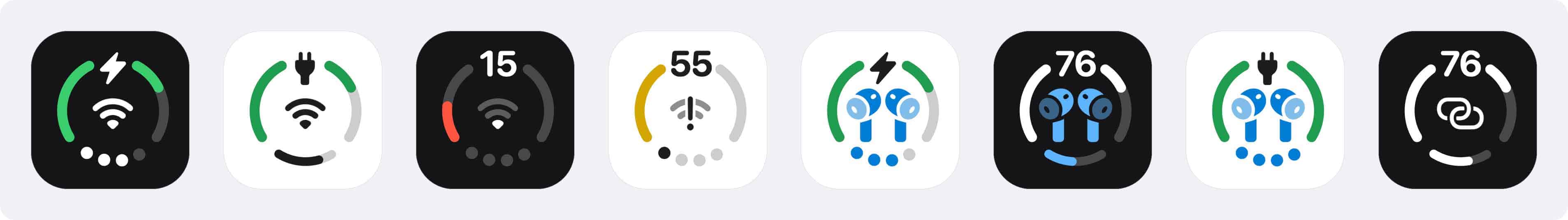 Status Trio:受 iPhone Duo 启发的 Mac 菜单栏三合一状态图标 Status Trio Dock 图标的多种状态变化